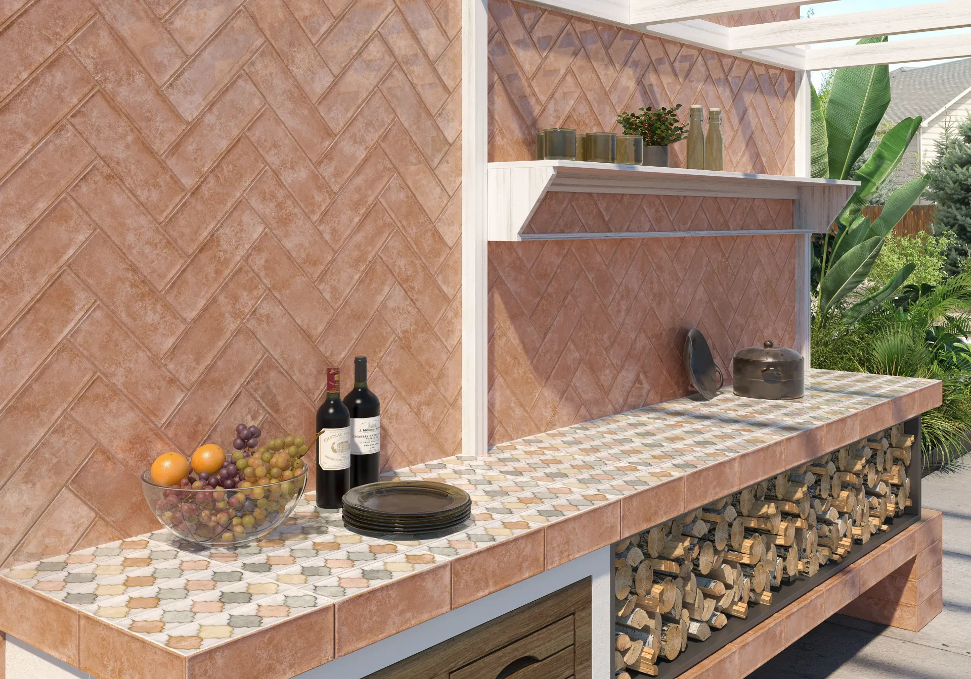 Outdoor Kitchen With Brick-like Backsplash — Stone Arc in Kincumber, NSW