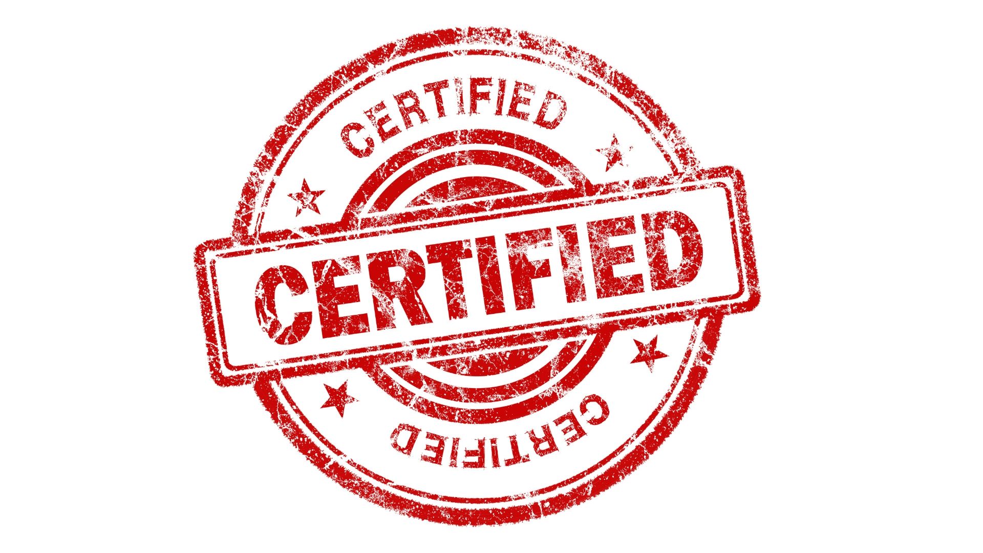 A red stamp that says certified on it