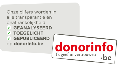 Donorinfo.be-logo met tekst over 11 transparantiecijfers voor de onafhankelijkheid van non-profitorganisaties