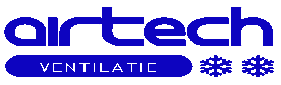 een blauw-wit logo voor airtech ventilatie