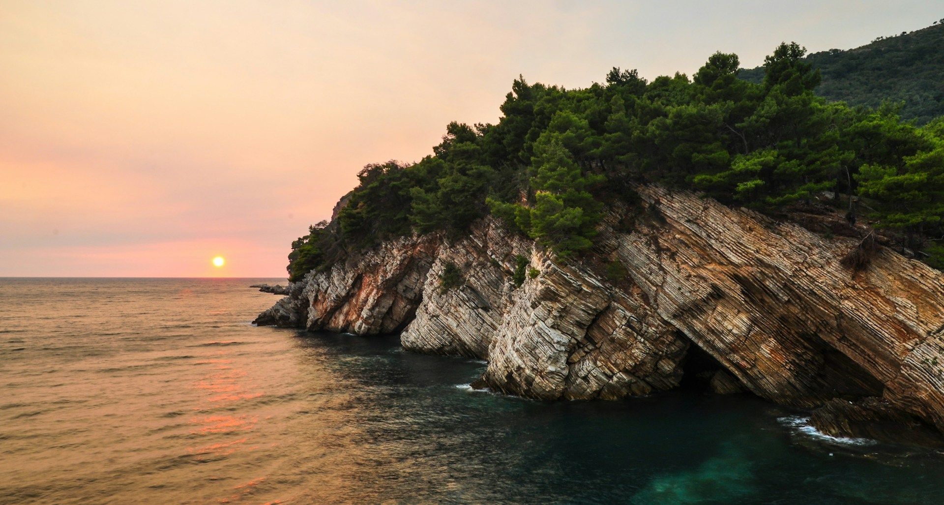 Beautiful sunset on Adriatic Coast