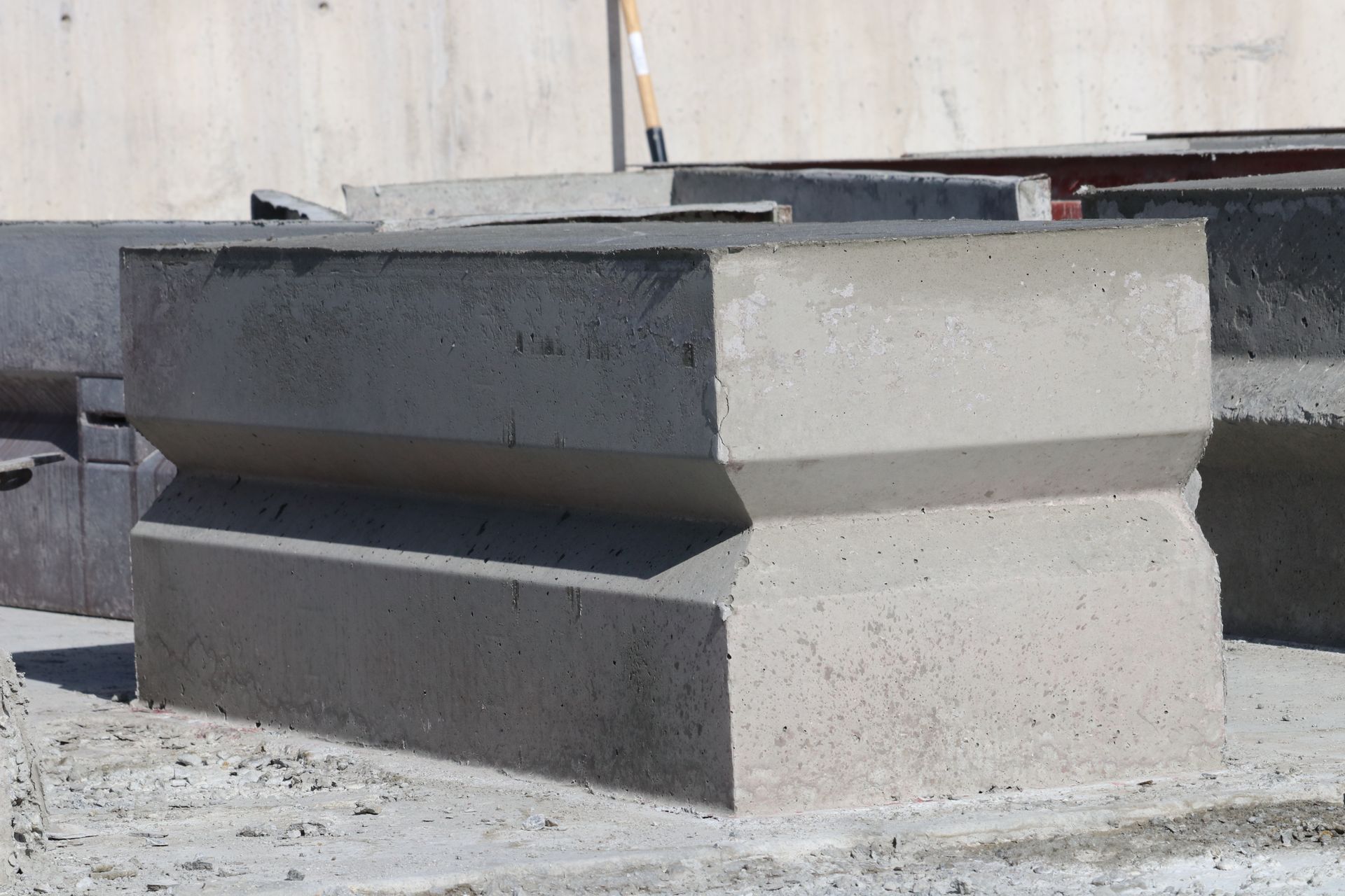A bunch of concrete blocks are stacked on top of each other