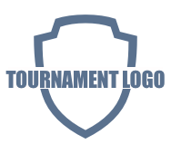 Blue shield logo with the words “TOURNAMENT LOGO” in bold text.