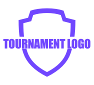 Purple shield outline logo with “TOURNAMENT LOGO” text across the center