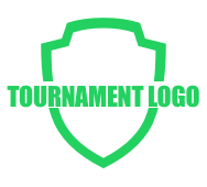Green shield outline logo with the text “TOURNAMENT LOGO” across the center.