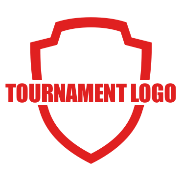 Red shield logo with bold red text “TOURNAMENT LOGO” across the center.
