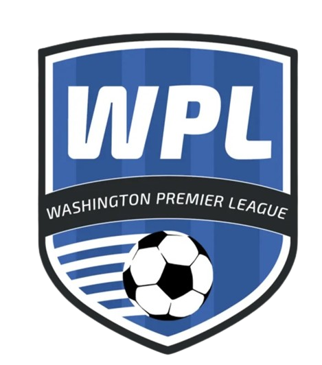 Washington Premier League shield logo with blue stripes and a soccer ball