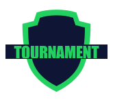 Green and navy shield logo with the word “TOURNAMENT” across the center