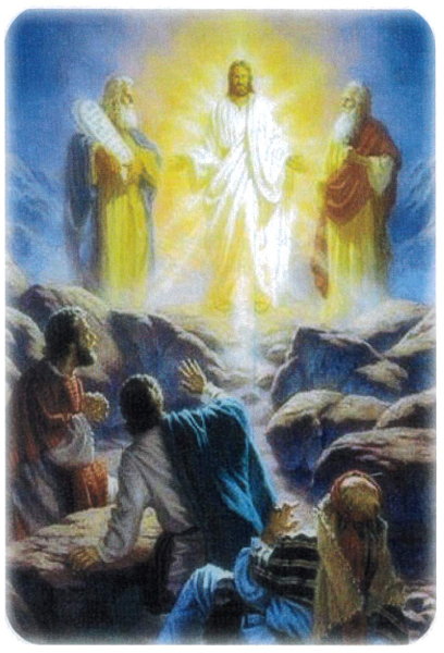 A painting of Jesus talking to two women near a well.