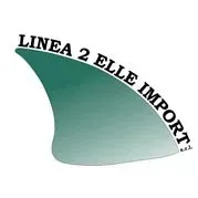 Logo per "Linea 2 Elle Import" caratterizzato da una forma curva verde e testo nero.