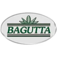 Logo: testo "BAGUTTA" in verde, contorno ovale, con disegno di foglie sopra.