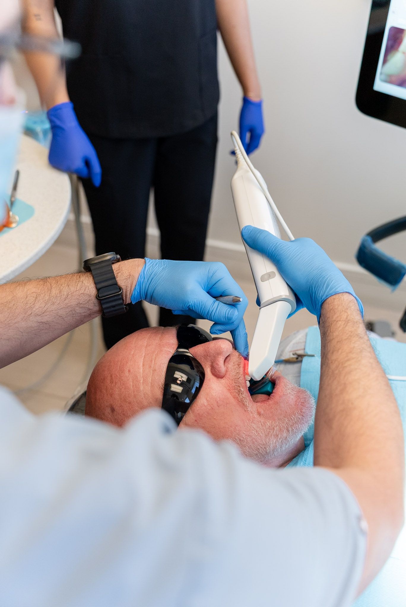 Close-up of a gentle dental exam during a checkup at Forever Smile