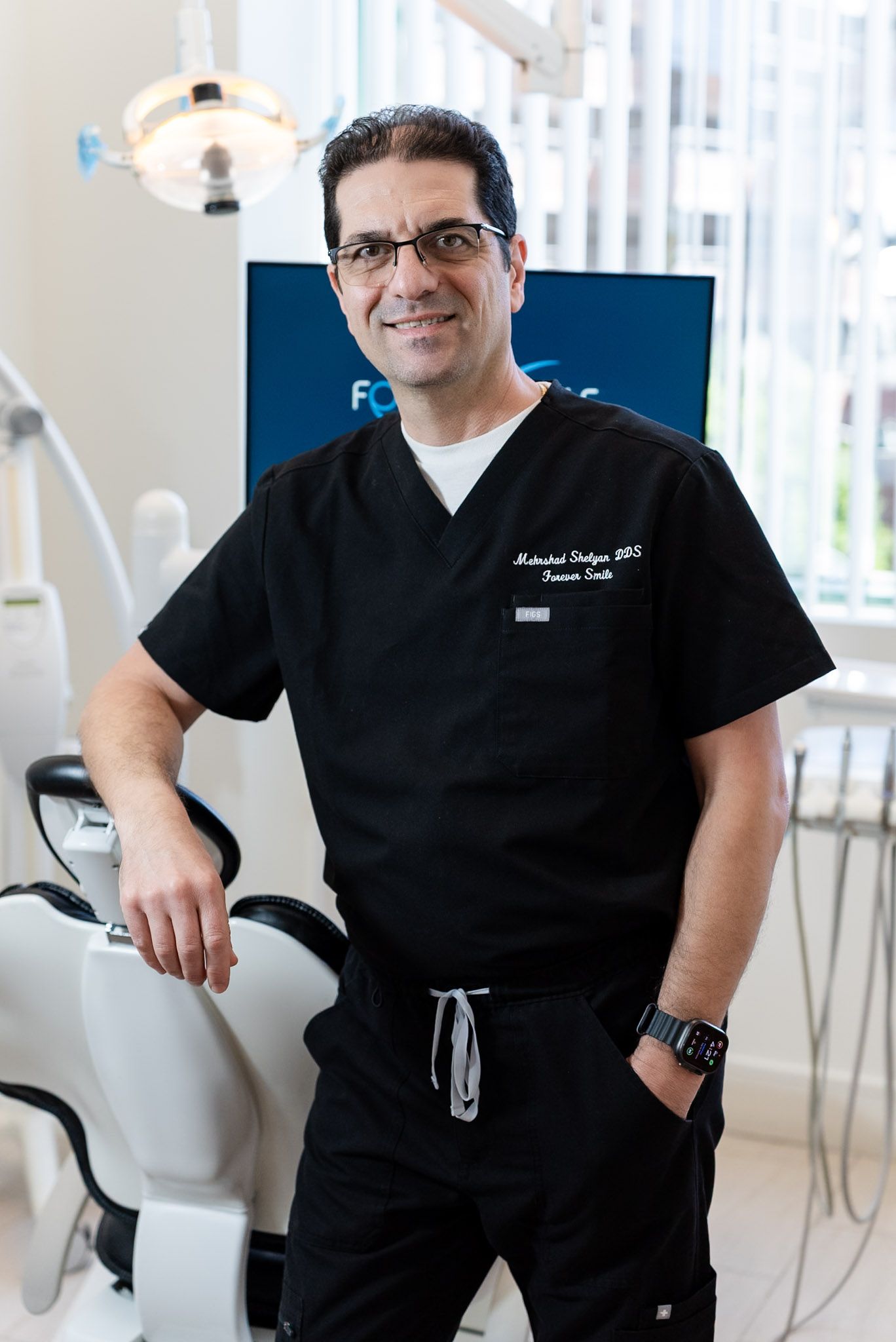 Dr. Shelyan in his treatment room at Forever Smile, a Los Angeles dental office