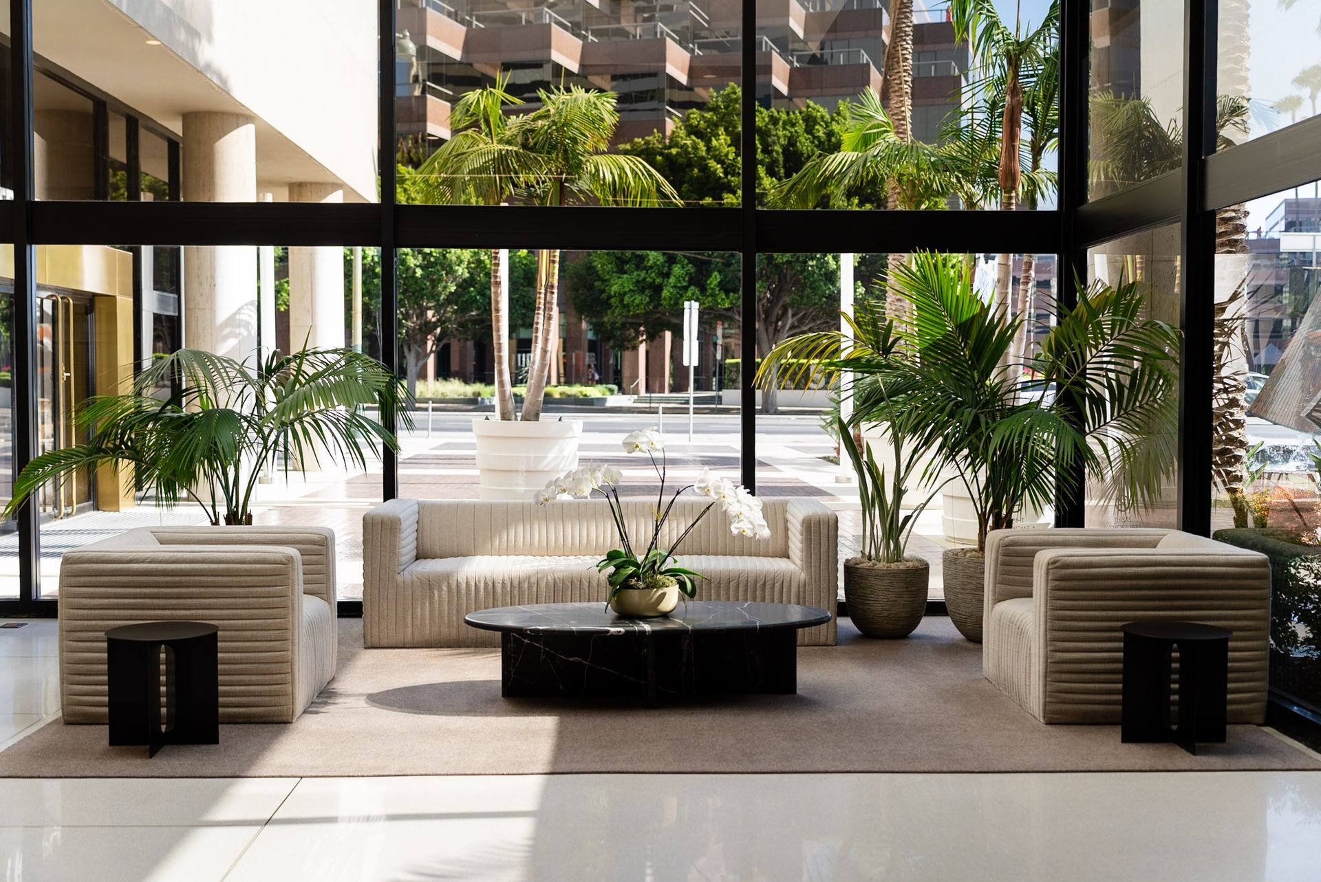 Bright SAG-AFTRA Plaza lobby on the way to Forever Smile in Los Angeles