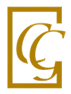 Gold-colored logo featuring stylized, overlapping letters 