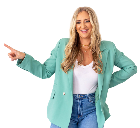 Kim Diehl Insurance Agent in a green jacket is pointing at something