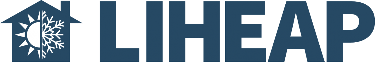 A blue logo with a house and snowflakes on it