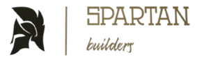 Spartan Builders logo featuring a black spartan helmet icon next to the company name and the word