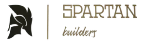 Spartan Builders logo featuring a black spartan helmet icon next to the company name and the word