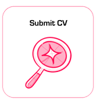 Submit CV button with pink magnifying glass icon and star in center
