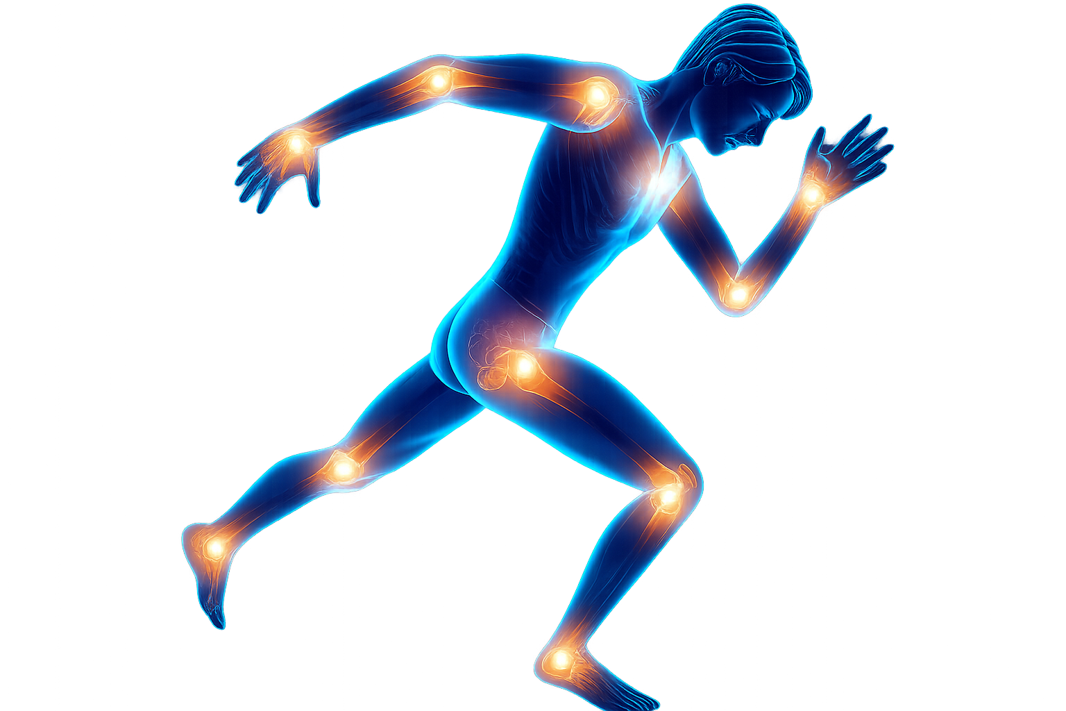 A man is running with a lot of pain in his joints.