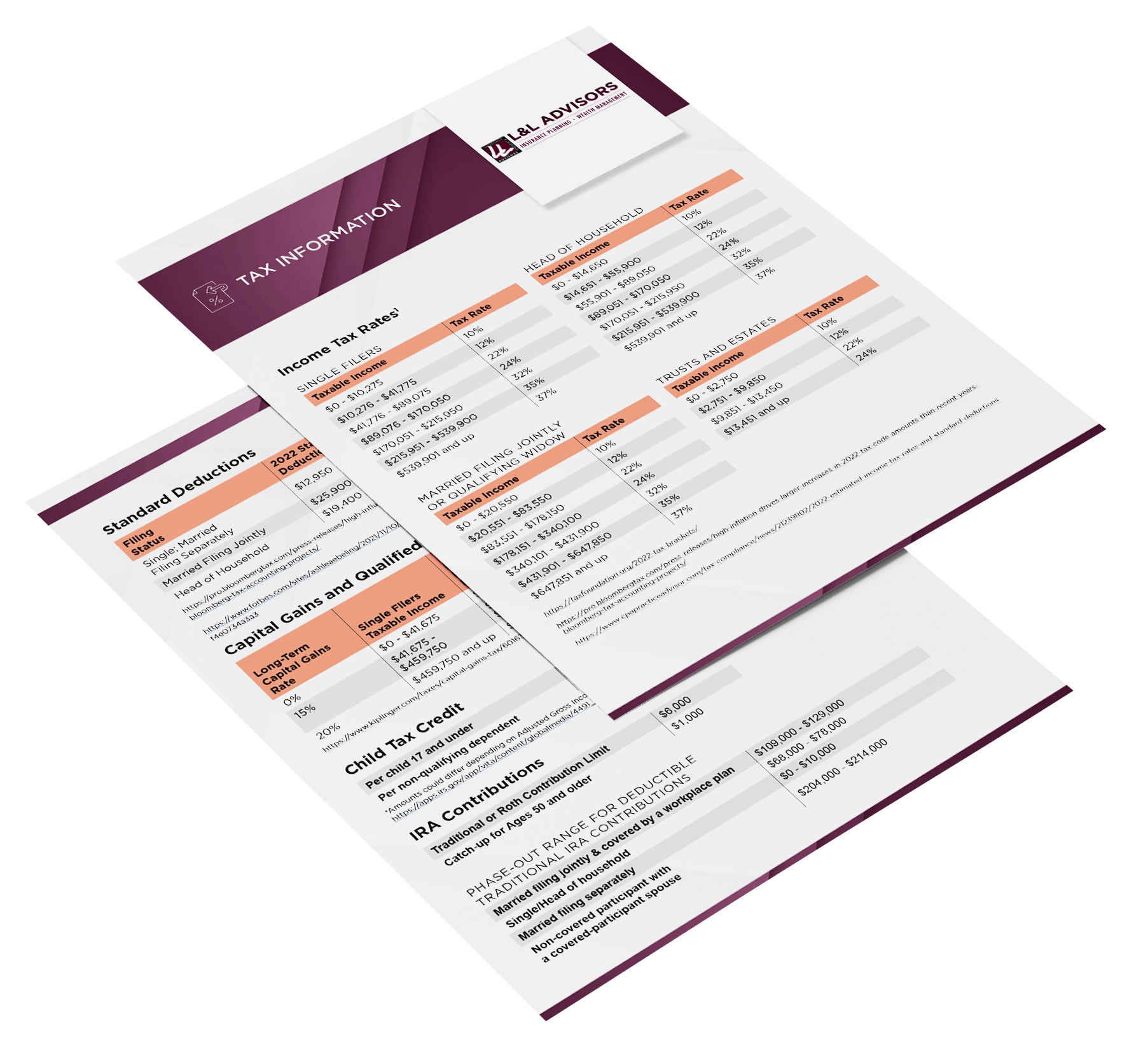 Tax Information Cheat Sheet