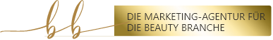 A gold sign that says die marketing-agentur fur die beauty branche