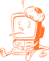 North Alabama Technical Services A cartoon drawing of a computer with a thermometer in its mouth