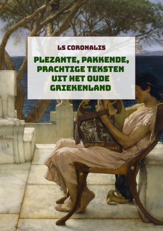 Een schilderij van een vrouw die op een stoel zit en een harp bespeelt
