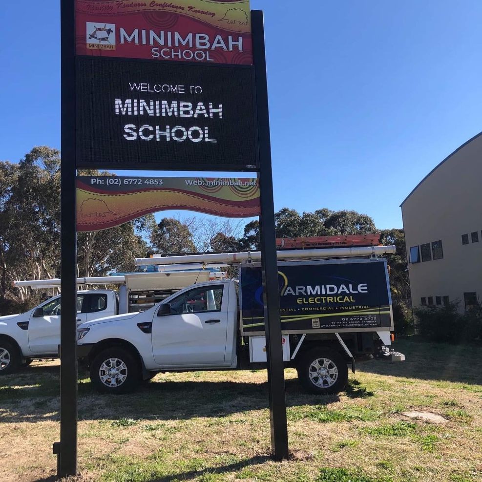 Minimbah School New Digital Sign — Electrical Contractors in Armidale, NSW