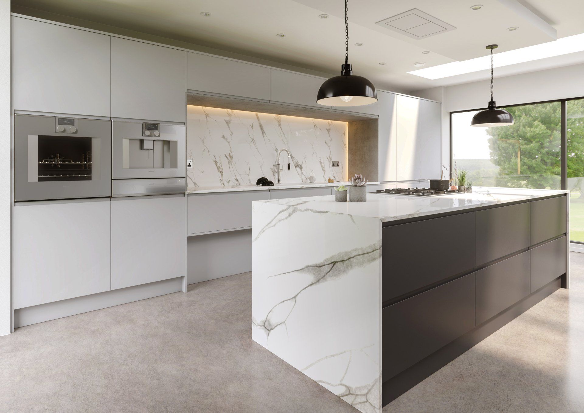 Flat Pack Kitchens - Antrocite & Dove Grey J-Pull Kitchen