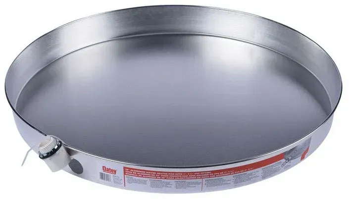 a circular, metal, water heater drain pan