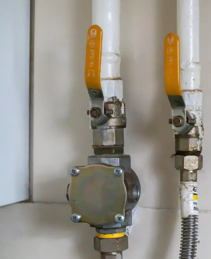 Two gas lines running parallel.