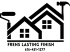 Frens Lasting Finish logo with house roofs, paint roller, hammer, and phone number 616-431-1277