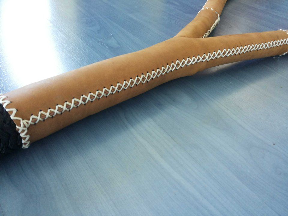 detail of a leather mooring rope