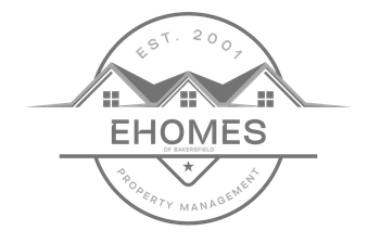 EHomes Property Management logo with gray house rooftops and circular &ldquo;Est. 2001&rdquo; emblem