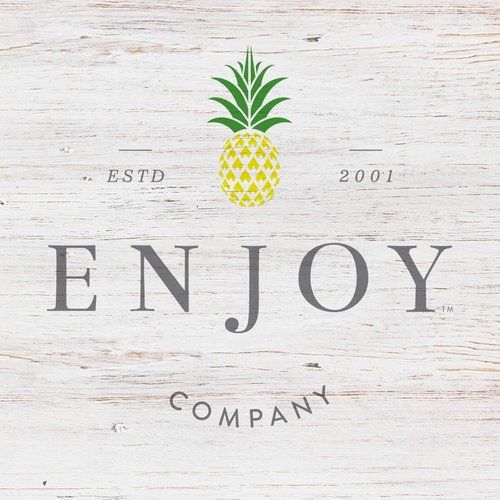 The logo for enjoy company has a pineapple on it