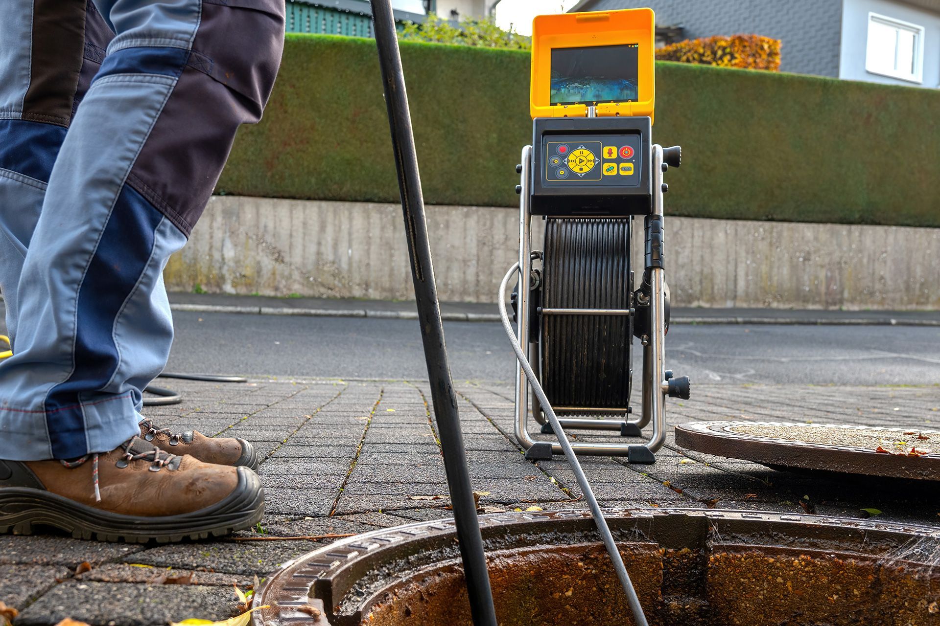 Sewer line inspection inside the pipe