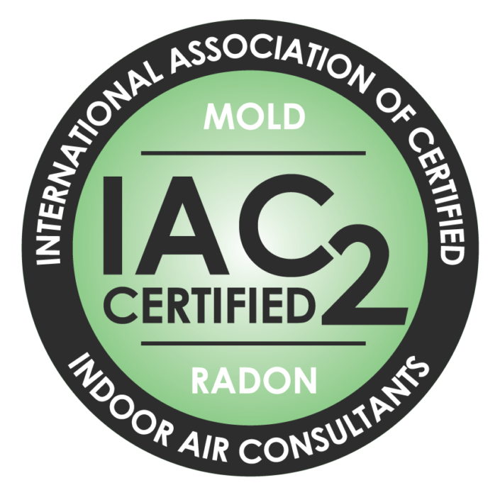 IAC2 certified mold and indoor air consultant logo in green, black, and white