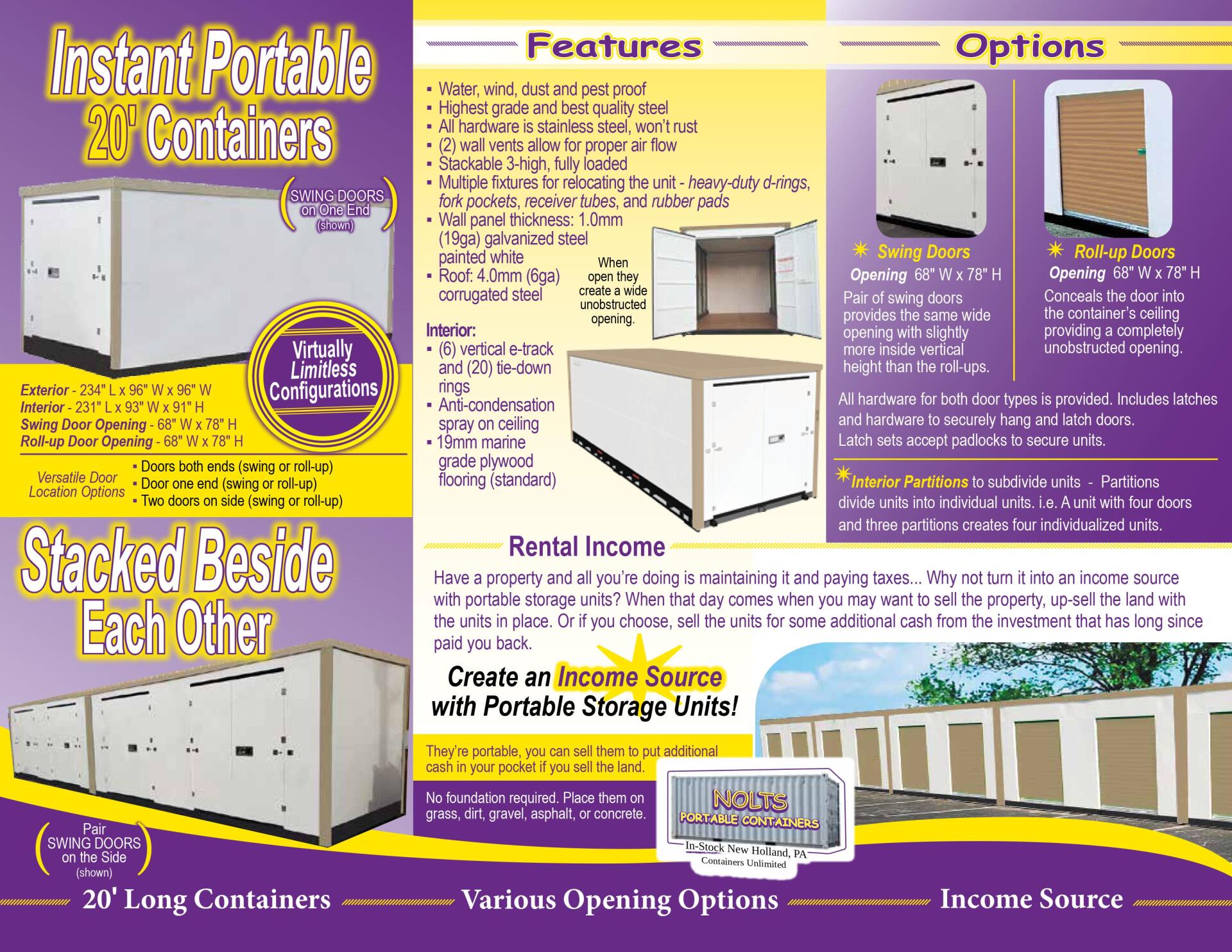 A brochure for instant portable 20 containers stacked beside each other — New Holland, PA — Nolts Propane Connections