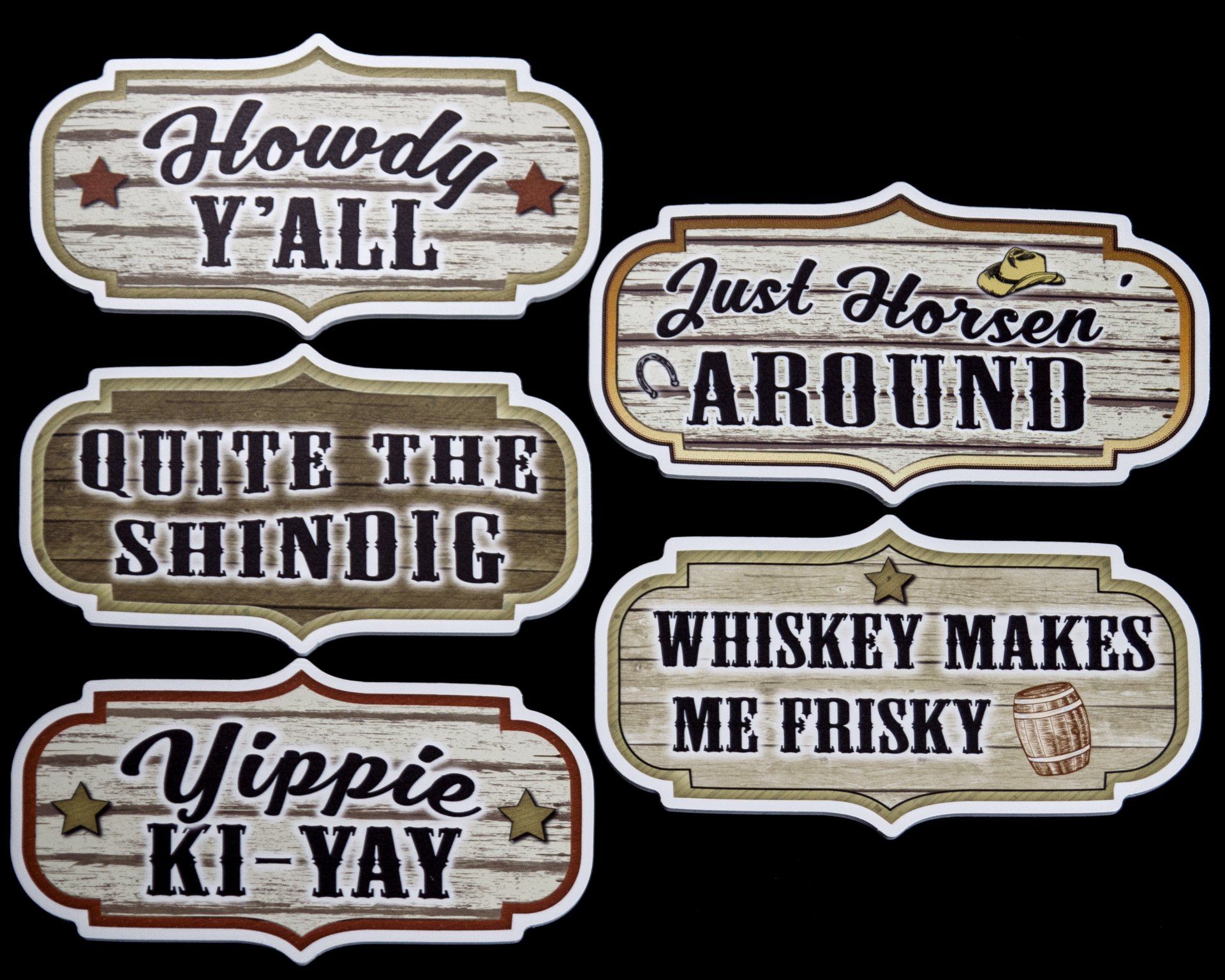 Signs with western phrases: 