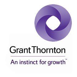 Grant Thornton logo: Purple spiral symbol above the company name and tagline 