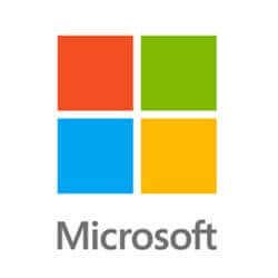 Microsoft logo: four colored squares (red, green, blue, yellow) above the word 