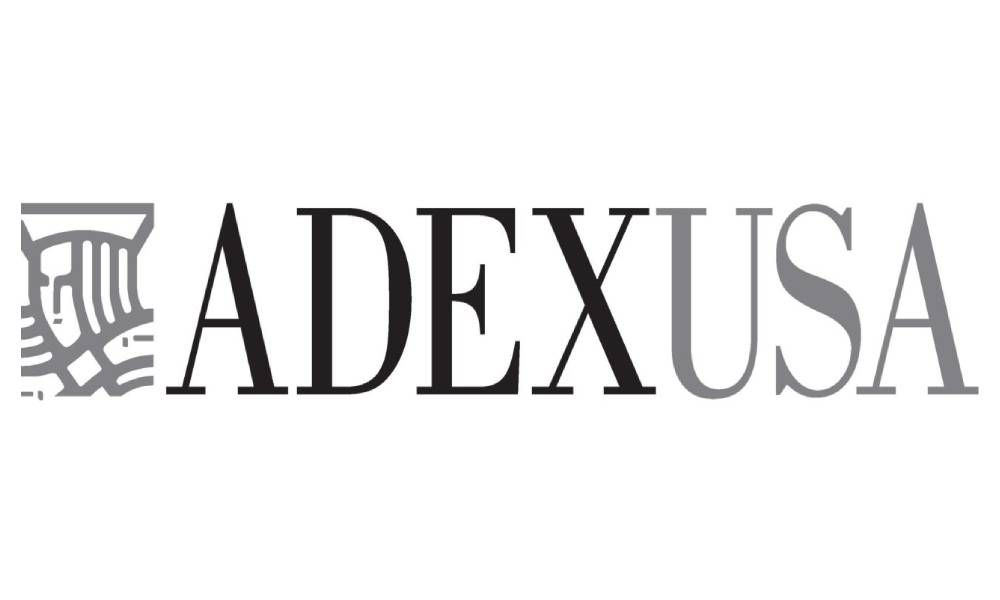 ADEXUSA logo in black and gray text with a stylized column icon on the left.