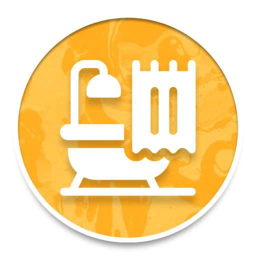White microscope icon on orange circular background