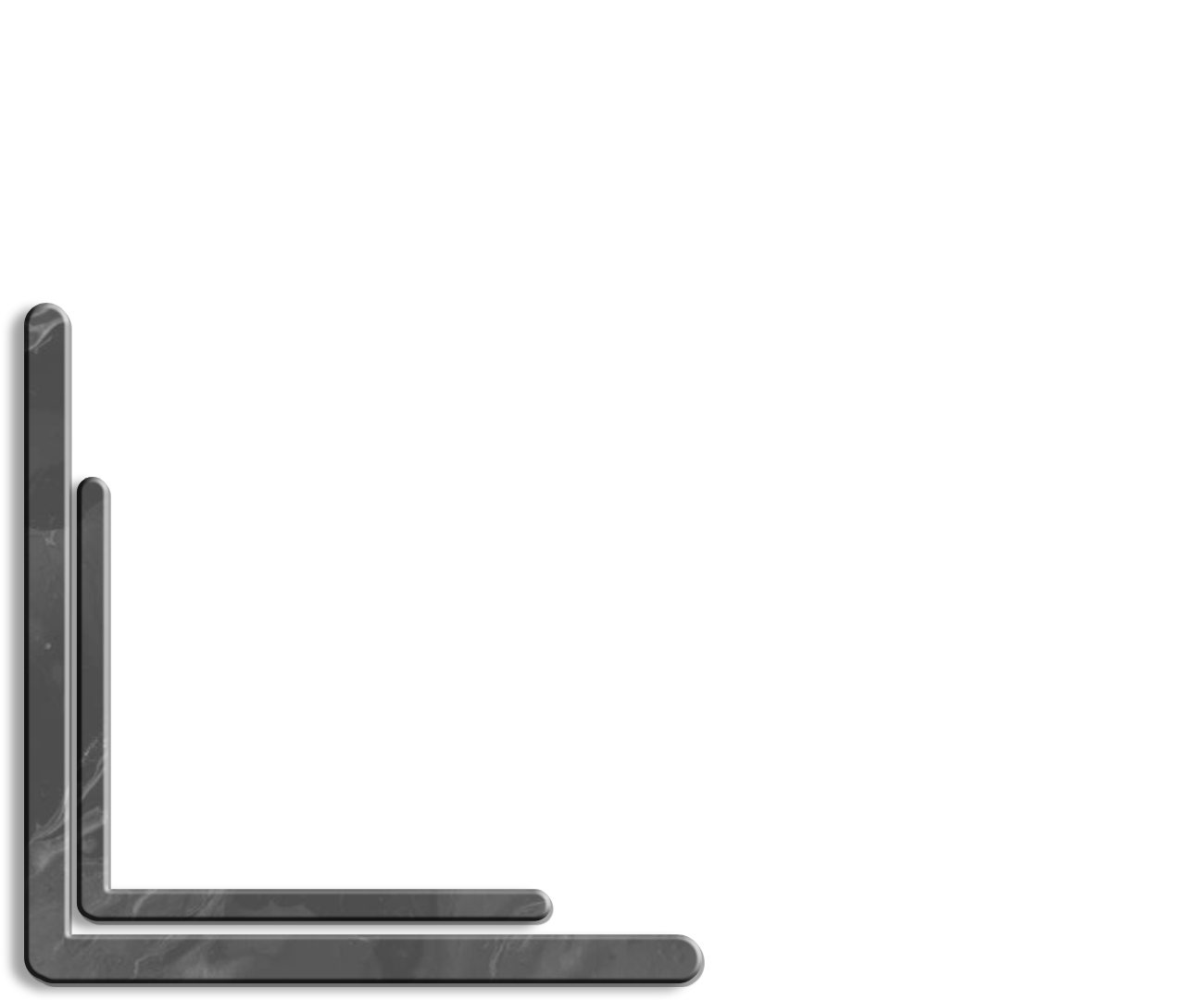 Gray metal L-shaped corner brackets on a white background
