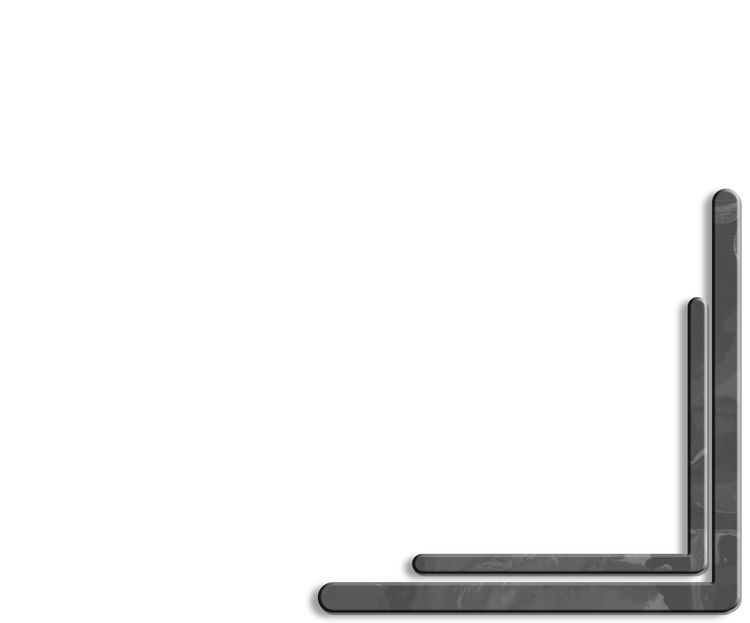 Stacked gray metal bars forming an L-shape on a white background