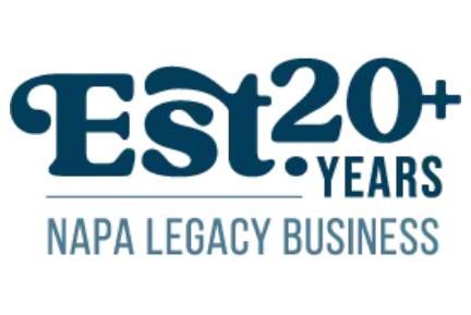 Est20+ Years Napa Legacy Business logo in teal and white