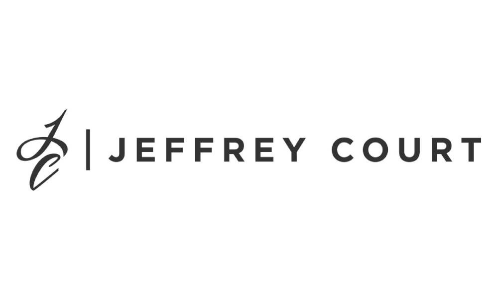 Jeffrey Court logo with stylized monogram and black text on a white background