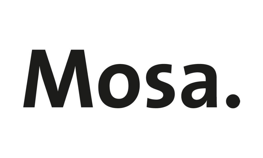 Black text logo reading “Mosa.” on a white background